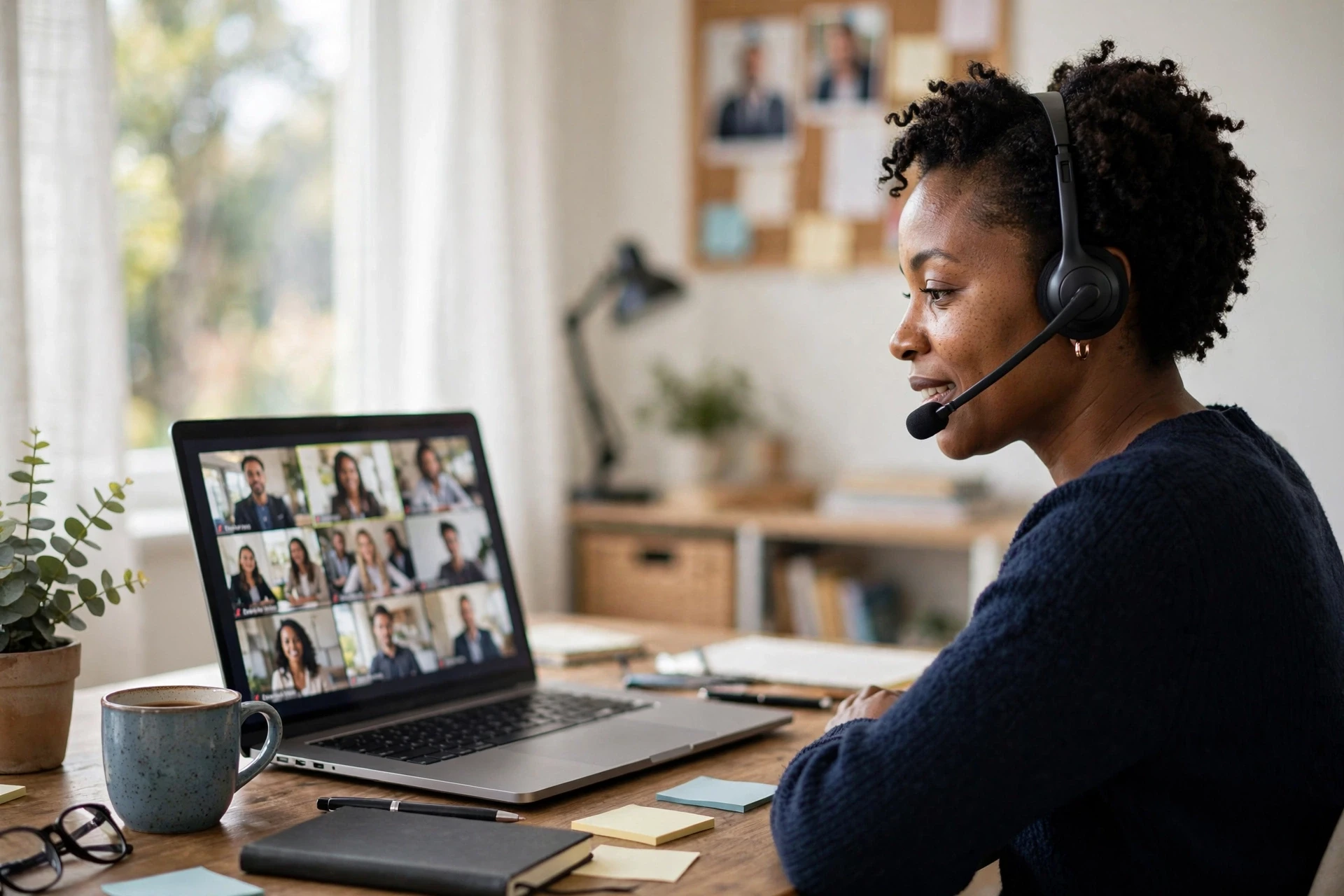 South African support agent on morning video call